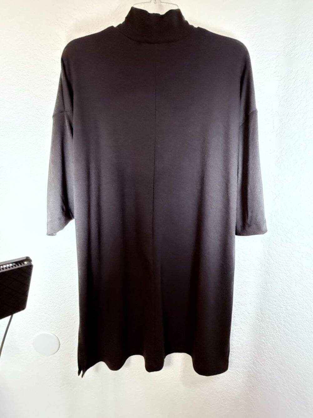 Dressed in Lala Black Ribbed Knit Oversized Mock Neck T Womens Size S - Picture 6 of 10